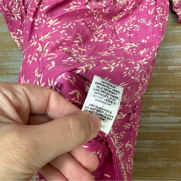 Natalie Martin Haley Dress 100% Silk Pink Floral Tassel Boho Preppy Womens XS - Picture 4 of 8